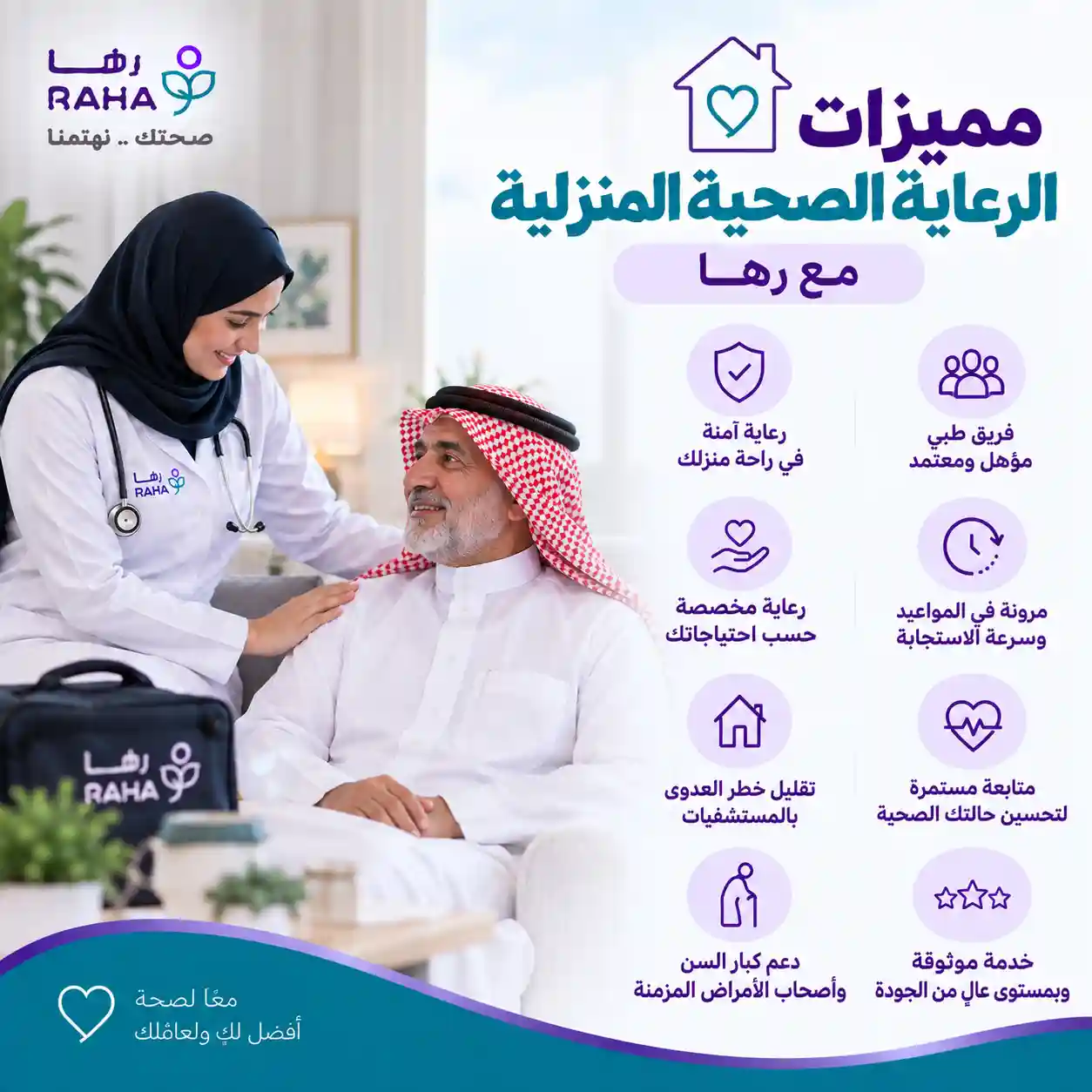 مميزات الرعاية الصحية المنزلية مع رها